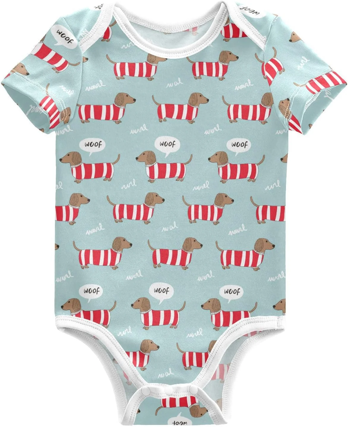 لباس سرهمی آستین کوتاه نوزادی طرح گاو فریزن، لباس نوزادی یونیسکس مناسب پسر و دختر بچه ها سایز 3M