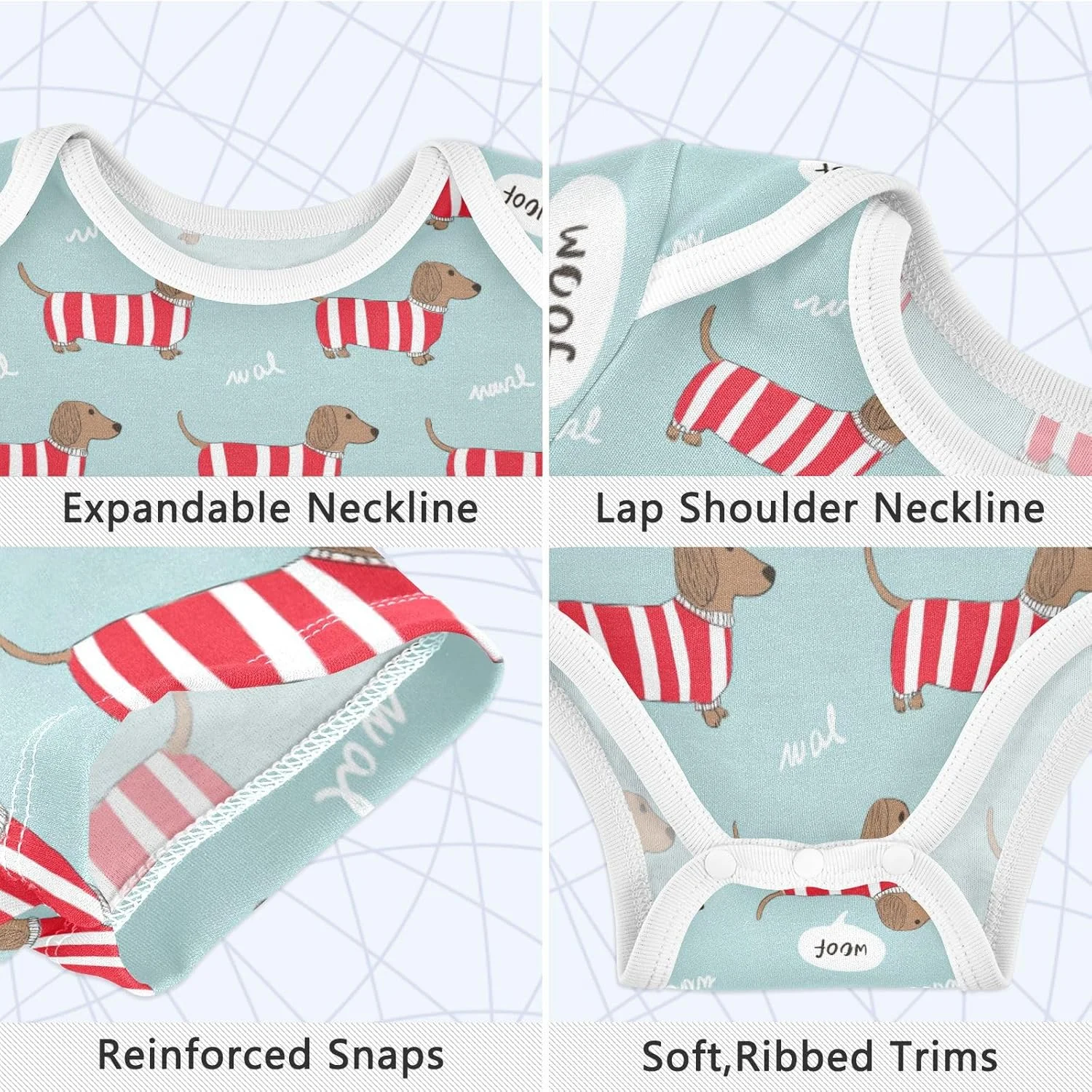 لباس سرهمی آستین کوتاه نوزادی طرح گاو فریزن، لباس نوزادی یونیسکس مناسب پسر و دختر بچه ها سایز 3M