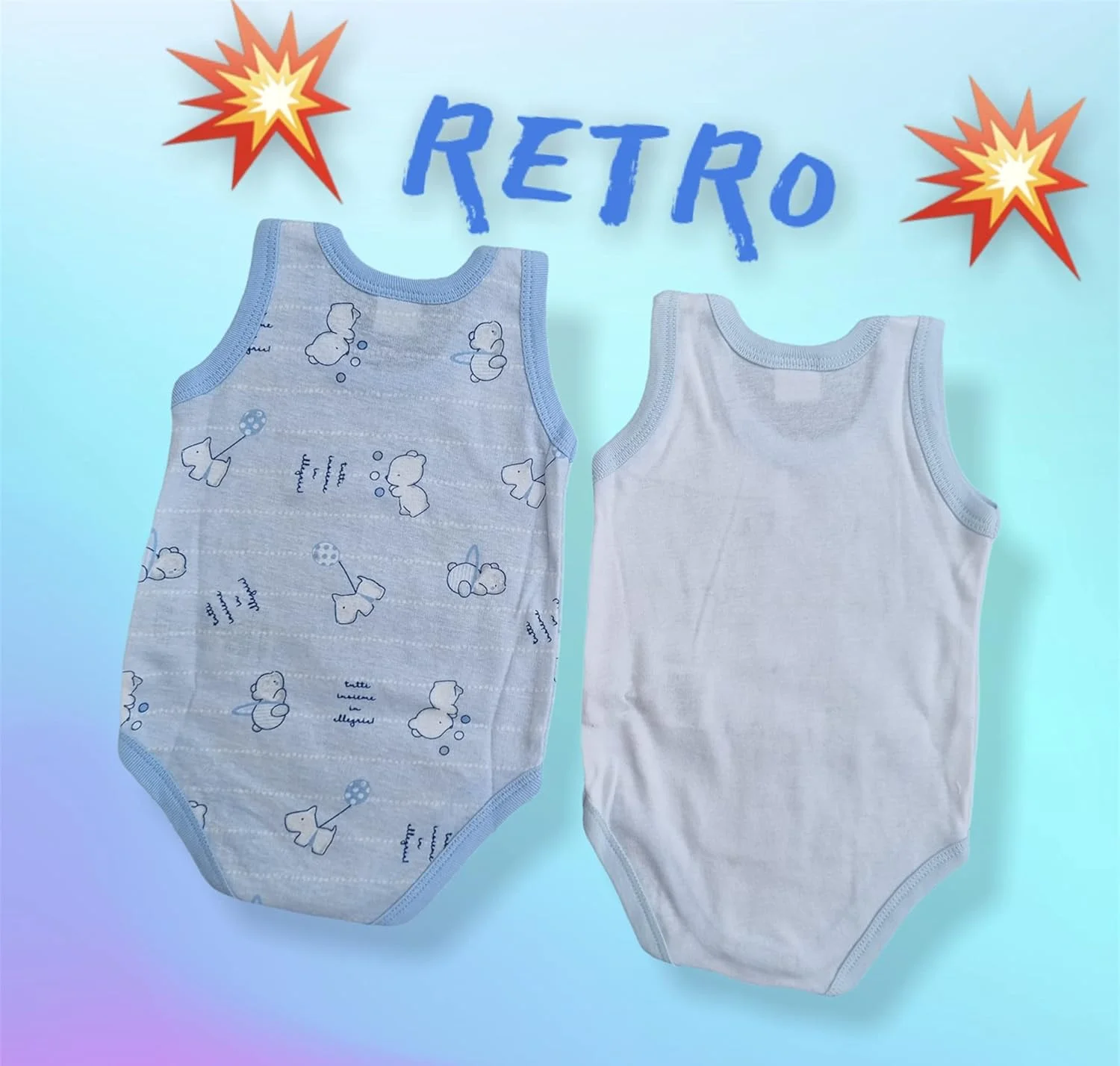 لباس نوزادی Ellepi بادی رکابی نخی آستین پهن مناسب نوزاد دختر و پسر، لباس زیر تابستانی بدون آستین، رنگ آسمانی، 3 ماه لباس نوزادی Ellepi بادی رکابی نخی آستین پهن مناسب نوزاد دختر و پسر، لباس زیر تابستانی بدون آستین، رنگ آسمانی، 3 ماه