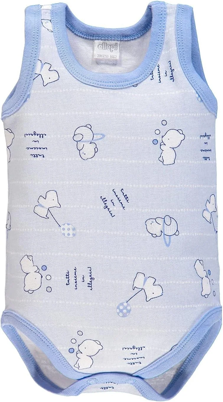 لباس نوزادی Ellepi بادی رکابی نخی آستین پهن مناسب نوزاد دختر و پسر، لباس زیر تابستانی بدون آستین، رنگ آسمانی، 3 ماه لباس نوزادی Ellepi بادی رکابی نخی آستین پهن مناسب نوزاد دختر و پسر، لباس زیر تابستانی بدون آستین، رنگ آسمانی، 3 ماه