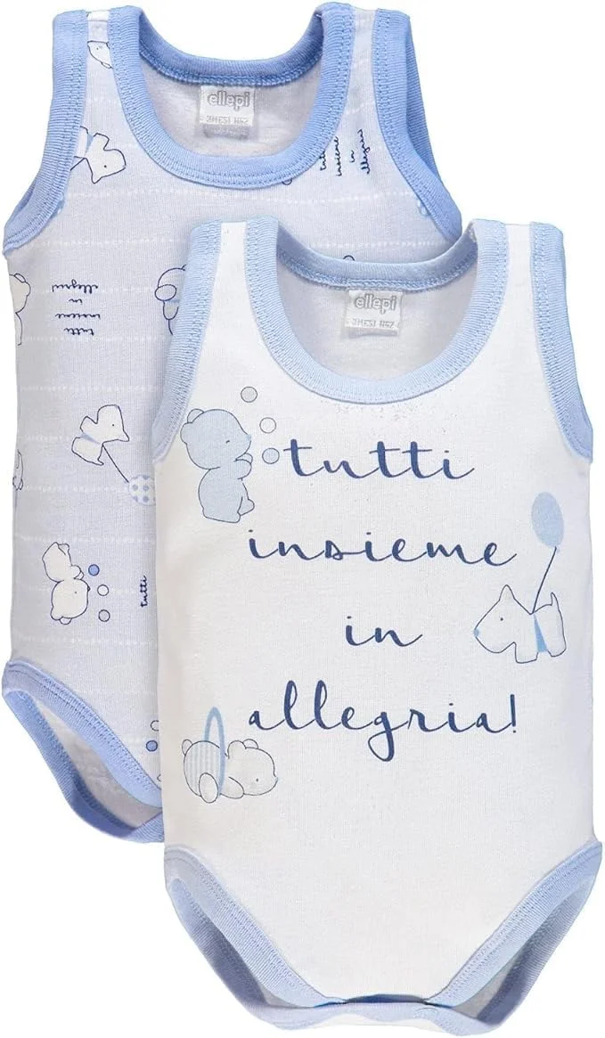 لباس زیر نوزادی Ellepi، رکابی، پنبه ای، مناسب نوزاد دختر و پسر، لباس زیر بدون آستین تابستانی، لباس زیر نوزاد، لباس زیر تابستانی، آبی آسمانی، 3 سال