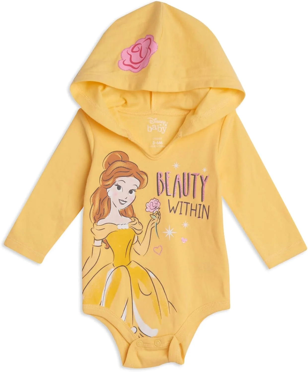 بادی کلاه دار آستین بلند پرنسس های دیزنی سیندرلا، بل و آریل، 3 عددی، مناسب نوزاد دختر 18 ماهه