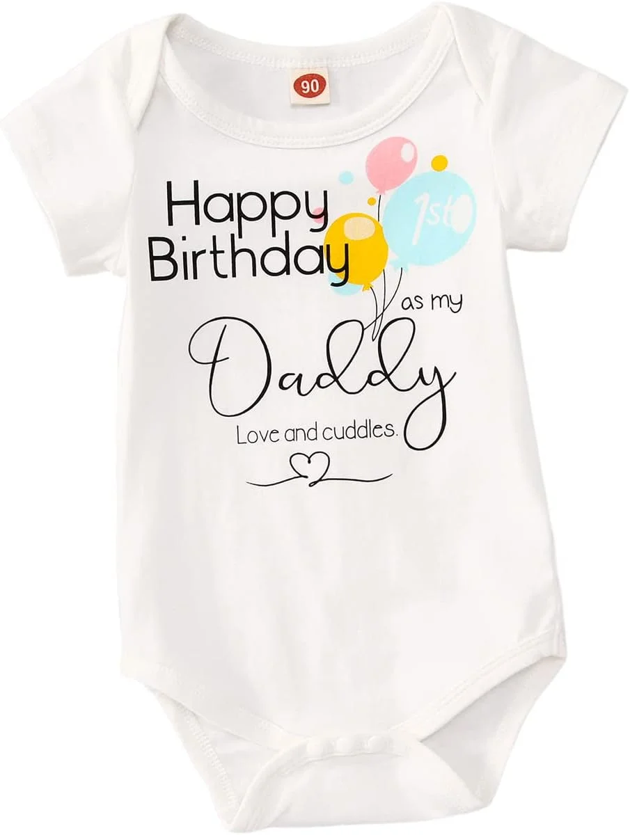 لباس نوزادی دخترانه C&M WODRO، بادی دختر بابا، رامپر آستین کوتاه، لباس تولد یک سالگی 0-12 ماه