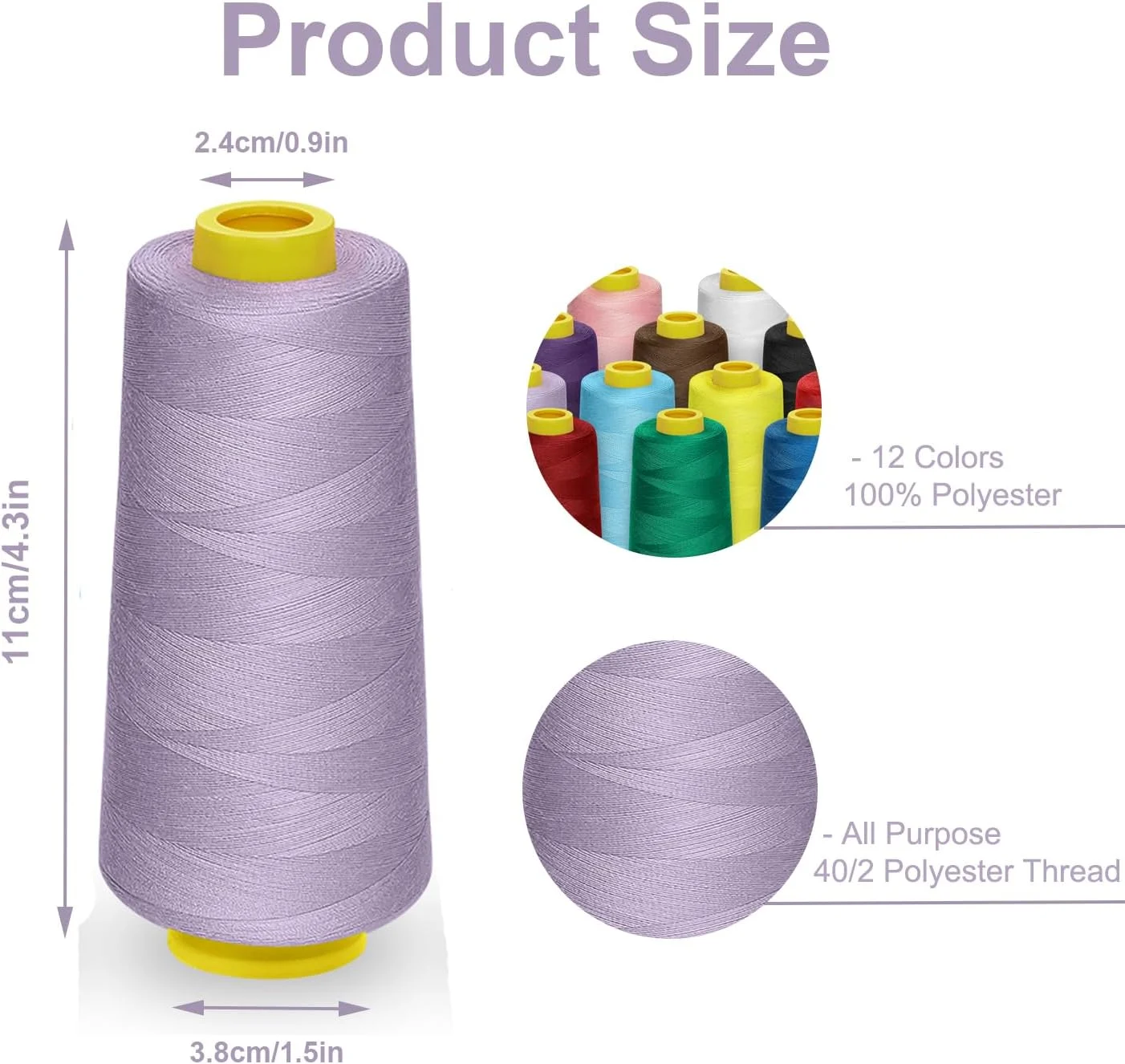 نخ سردوز ایلاوکه 12 عدد 1500 متری، نخ پلی استر، رنگ های متنوع، قرقره های یاردی، مخروطی 100% پلی استر برای چرخ خیاطی سردوز، لحاف دوزی، پرده دوزی، شماره نخ 40S/2