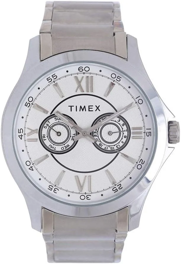 ساعت مچی مردانه آنالوگ Timex با صفحه نقره ای - TW000X121، استیل، سایز آزاد، دستبندی