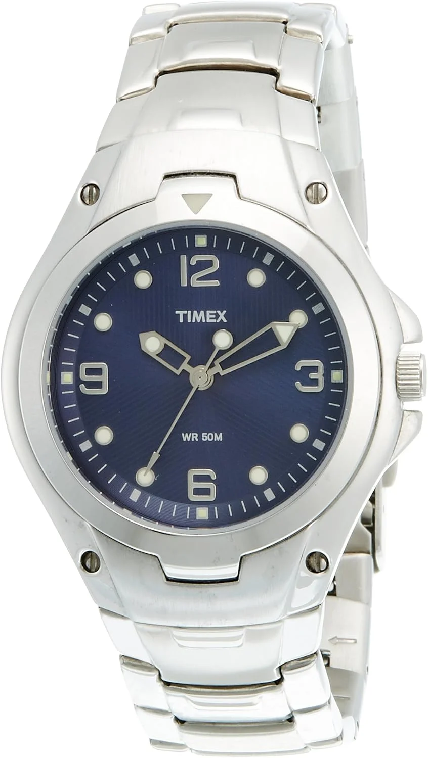 ساعت مچی عقربه‌ای مردانه Timex مدل Fashion با صفحه آبی - T23222، نقره‌ای، بند