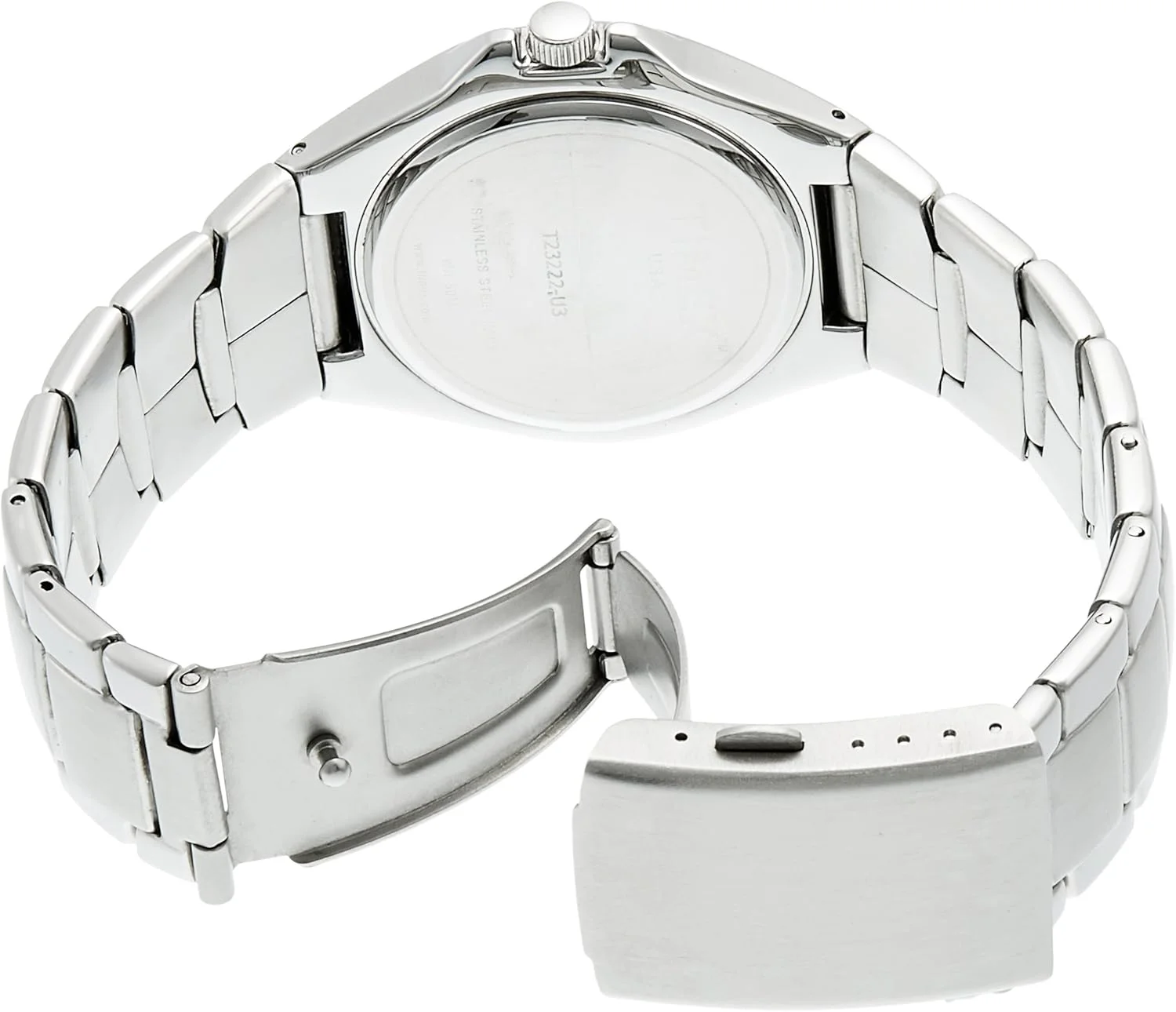 ساعت مچی عقربهای مردانه Timex مدل Fashion با صفحه آبی - T23222، نقرهای، بند ساعت مچی عقربهای مردانه Timex مدل Fashion با صفحه آبی - T23222، نقرهای، بند