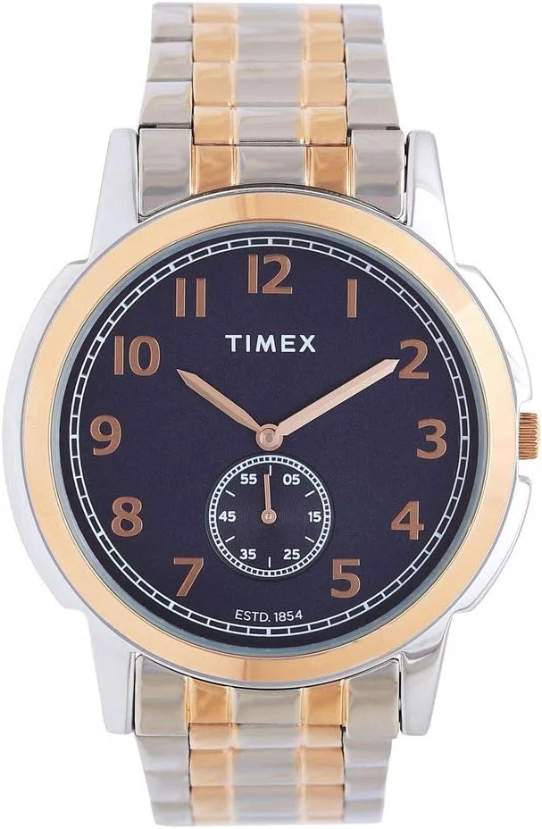 ساعت مچی مردانه Timex مدل Tw000U318 با صفحه آبی آنالوگ و بند استیل چند رنگ