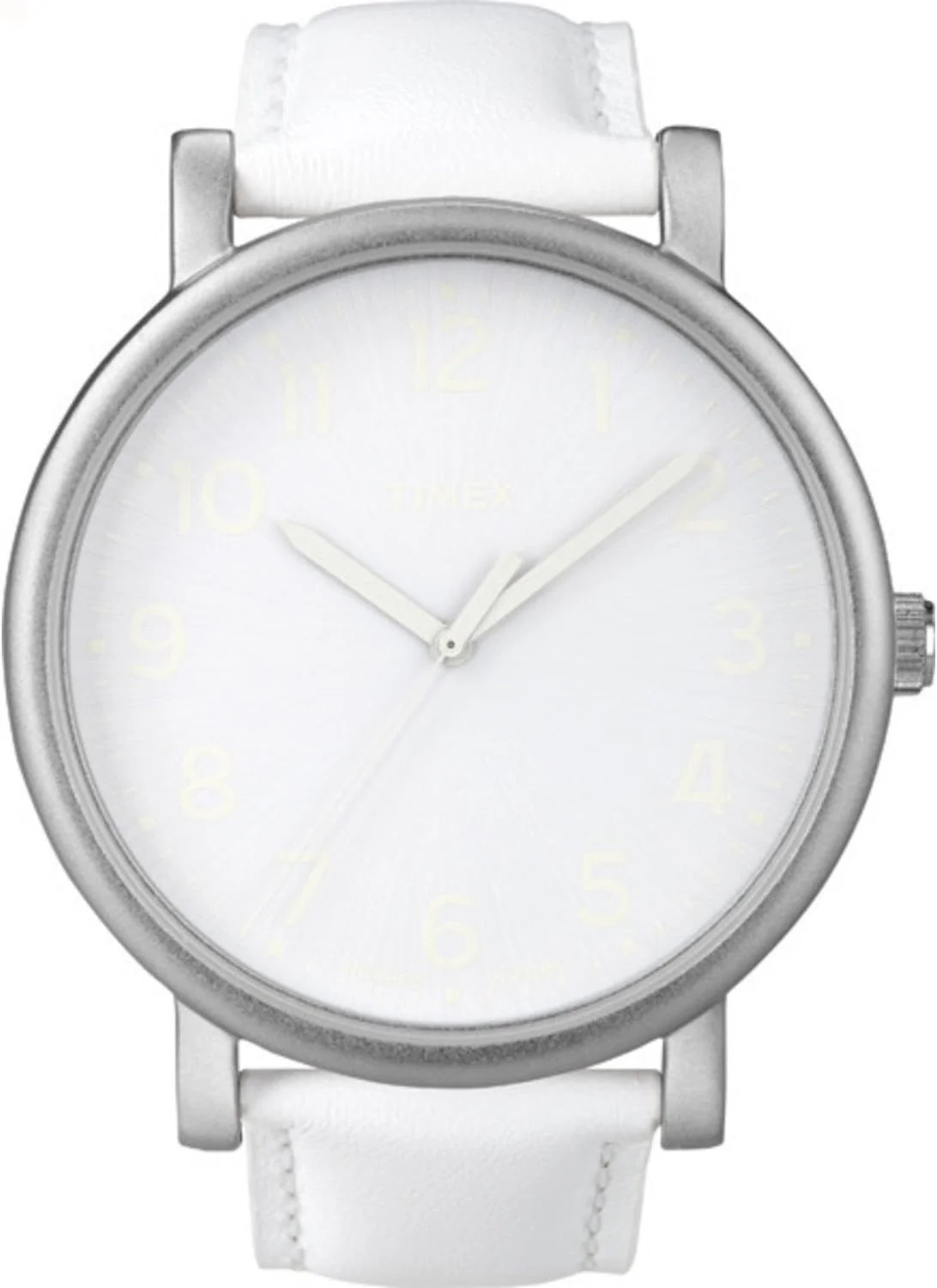 ساعت مچی مردانه Timex مدل کوارتز با صفحه سفید، نمایشگر آنالوگ و بند چرمی سفید T2N345PF