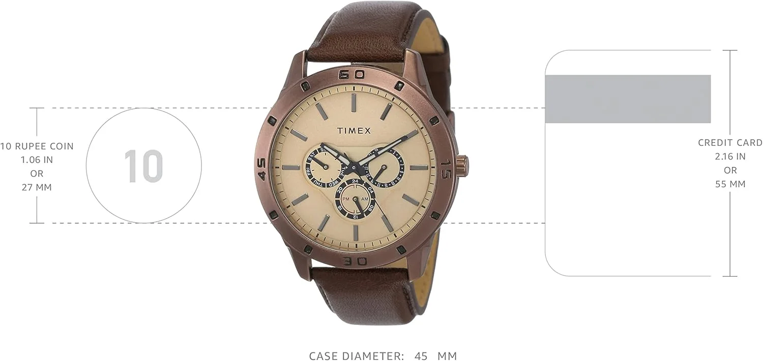 ساعت مچی مردانه Timex مدل آنالوگ با صفحه قهوه ای - TW000U915