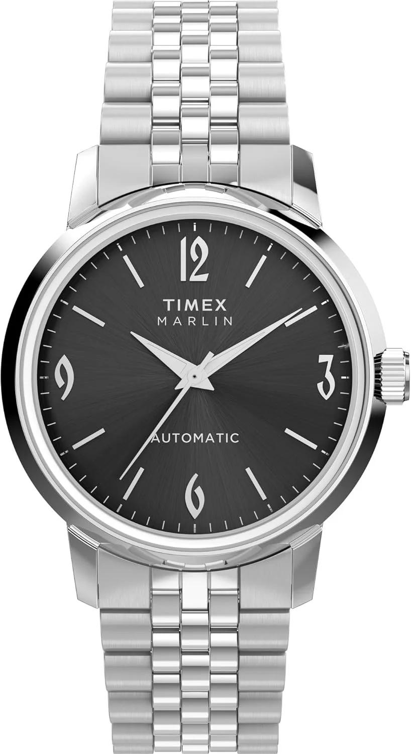 ساعت مردانه Timex Marlin 40mm - بند استیل، قفل سریع، صفحه مشکی، قاب استیل