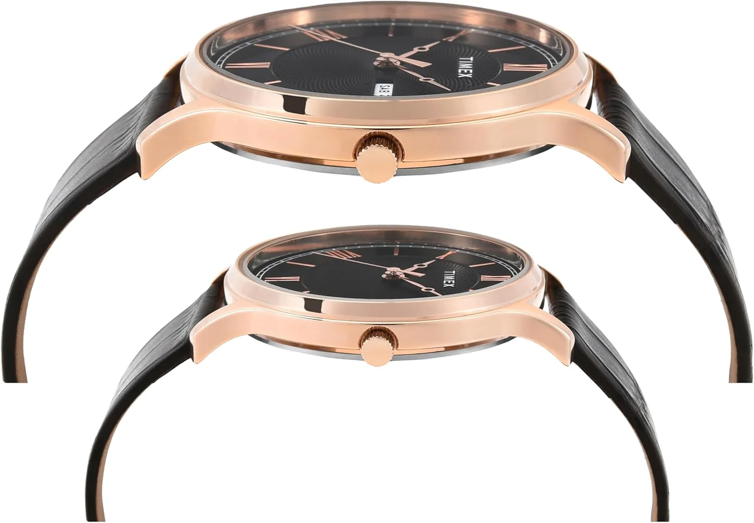ساعت آنالوگ کلاسیک TIMEX برای زنانه و مردانه با صفحه گرد مشکی و بند چرمی قهوه ای ضد آب - TW00PR301 ساعت آنالوگ کلاسیک TIMEX برای زنانه و مردانه با صفحه گرد مشکی و بند چرمی قهوه ای ضد آب - TW00PR301