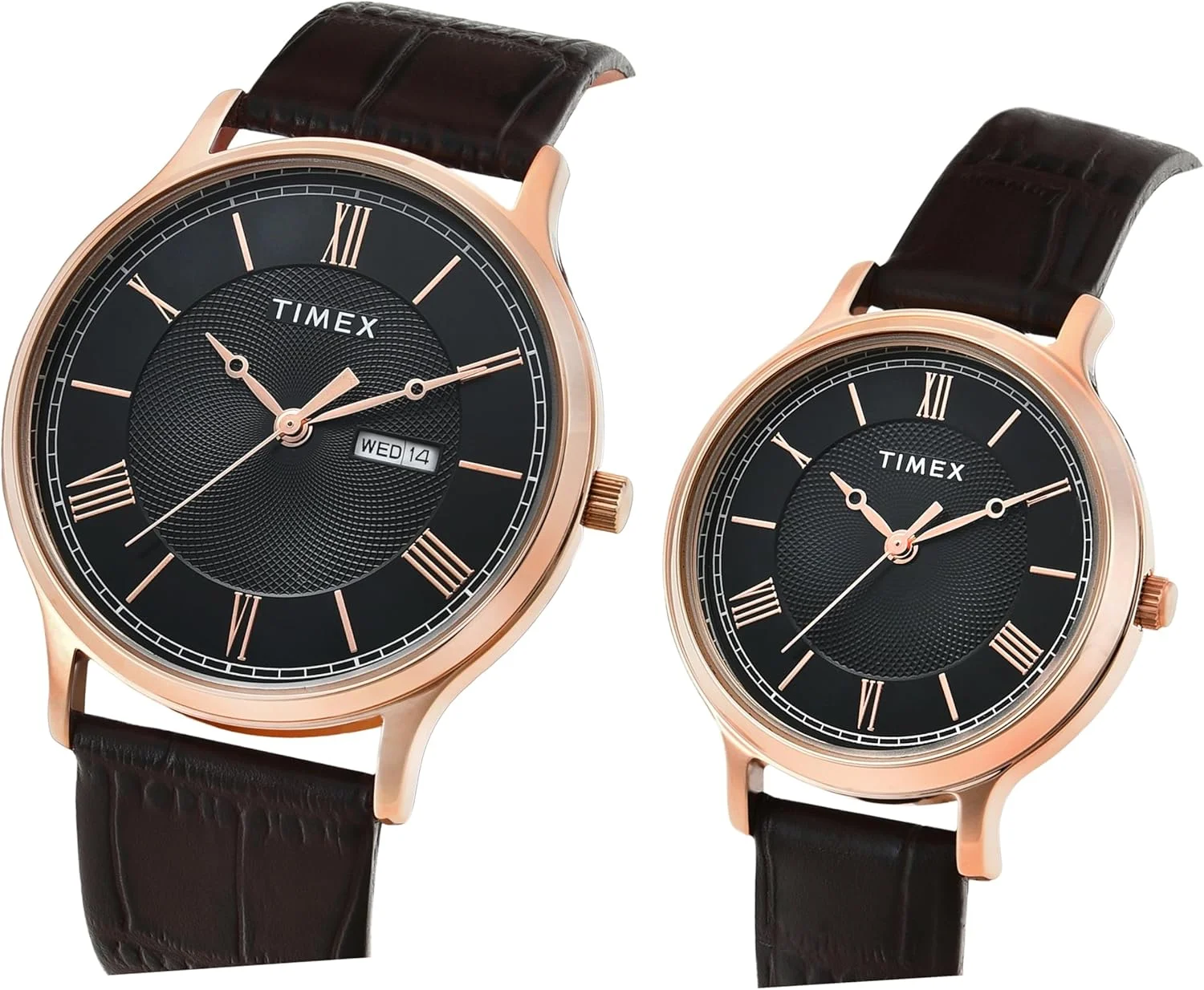 ساعت آنالوگ کلاسیک TIMEX برای زنانه و مردانه با صفحه گرد مشکی و بند چرمی قهوه ای ضد آب - TW00PR301 ساعت آنالوگ کلاسیک TIMEX برای زنانه و مردانه با صفحه گرد مشکی و بند چرمی قهوه ای ضد آب - TW00PR301
