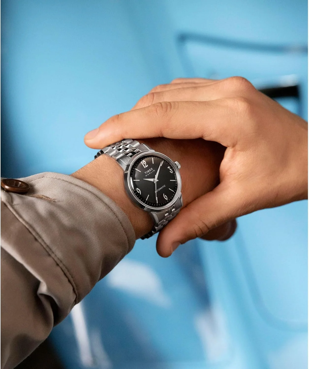 ساعت مردانه Timex Marlin 40mm - بند استیل، قفل سریع، صفحه مشکی، قاب استیل ساعت مردانه Timex Marlin 40mm - بند استیل، قفل سریع، صفحه مشکی، قاب استیل