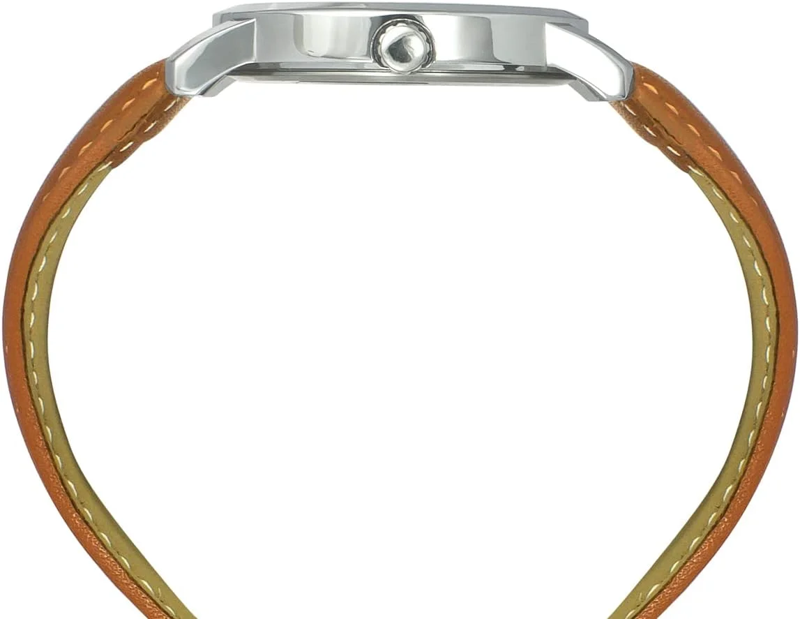 ساعت مچی آنالوگ مردانه TIMEX با صفحه گرد آبی و بند چرمی قهوه ای، ضد آب - مدل TWTG31SMU01