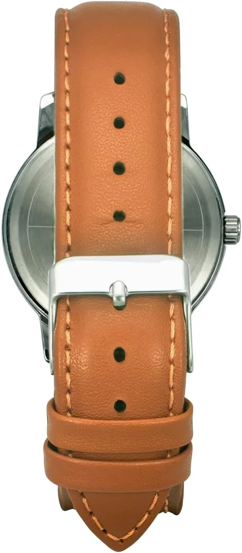 ساعت مچی آنالوگ مردانه TIMEX با صفحه گرد آبی و بند چرمی قهوه ای، ضد آب - مدل TWTG31SMU01