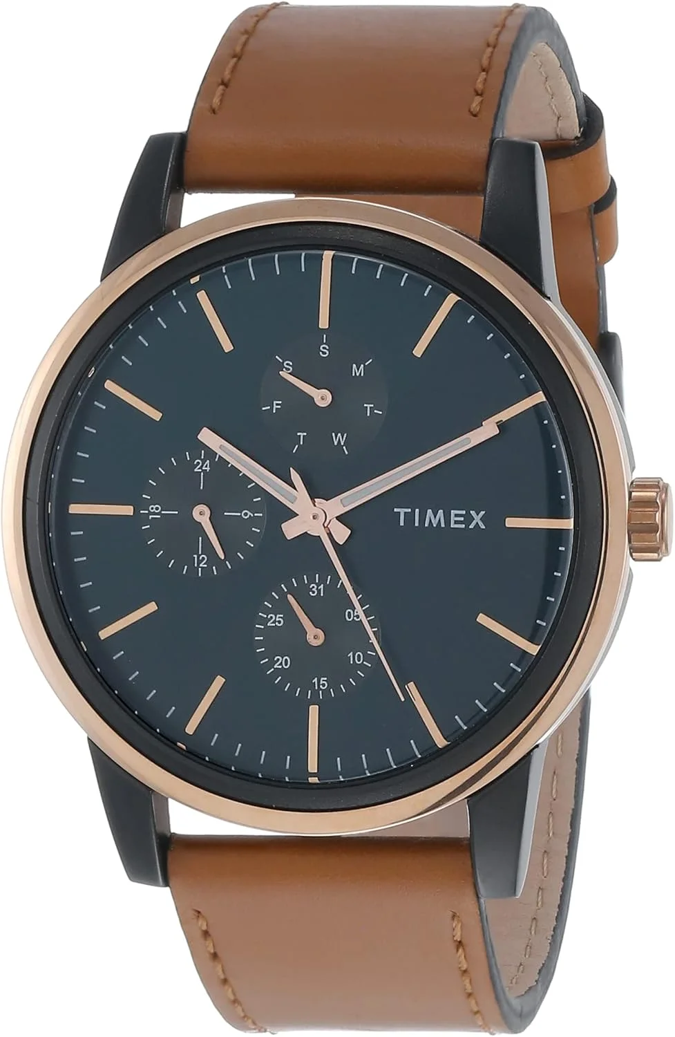ساعت مچی آنالوگ مردانه TIMEX با صفحه گرد و ضد آب، آبی، ساعت آنالوگ