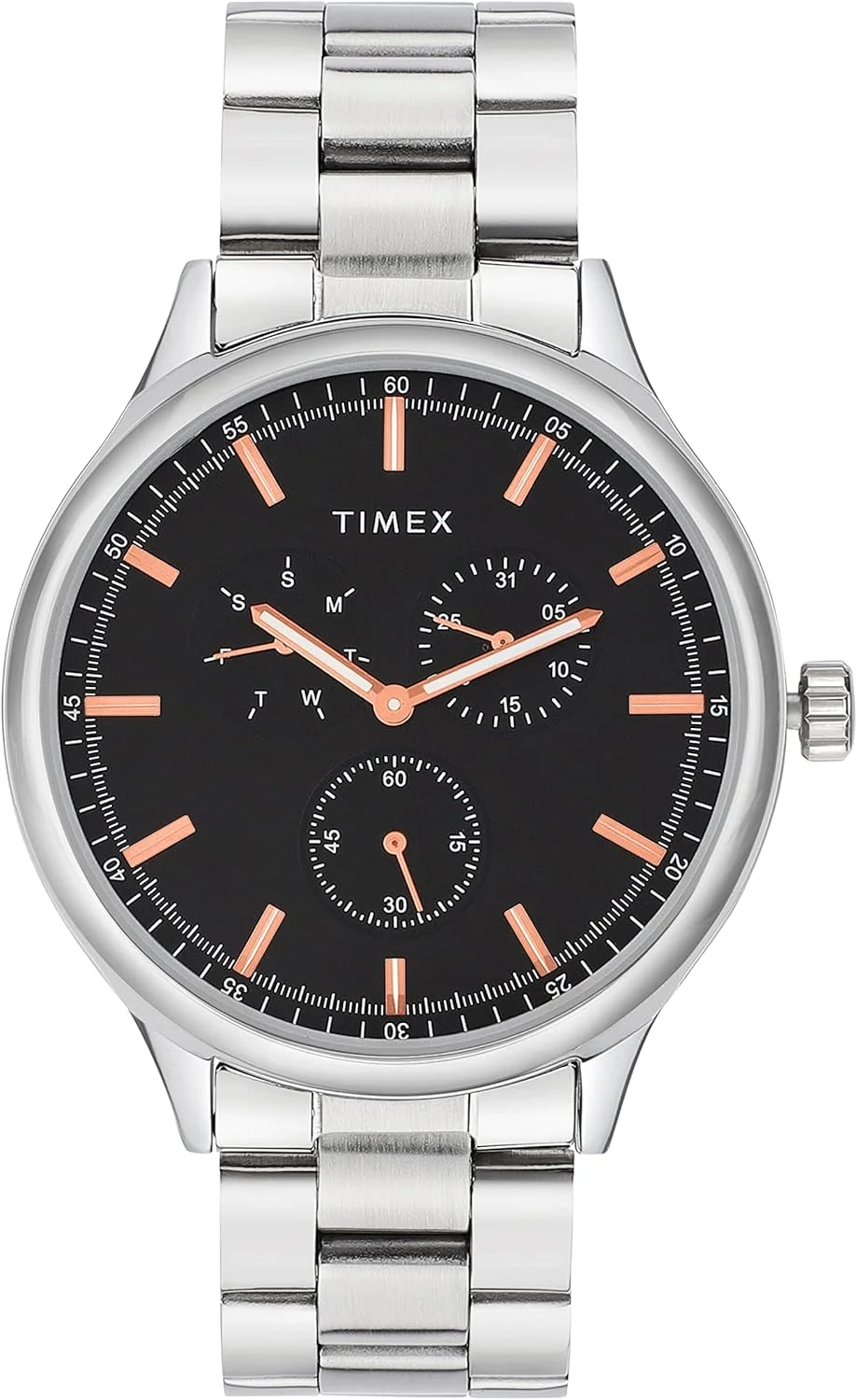 ساعت مچی آنالوگ مردانه TIMEX با صفحه گرد و ضد آب، مشکی-1، کلاسیک