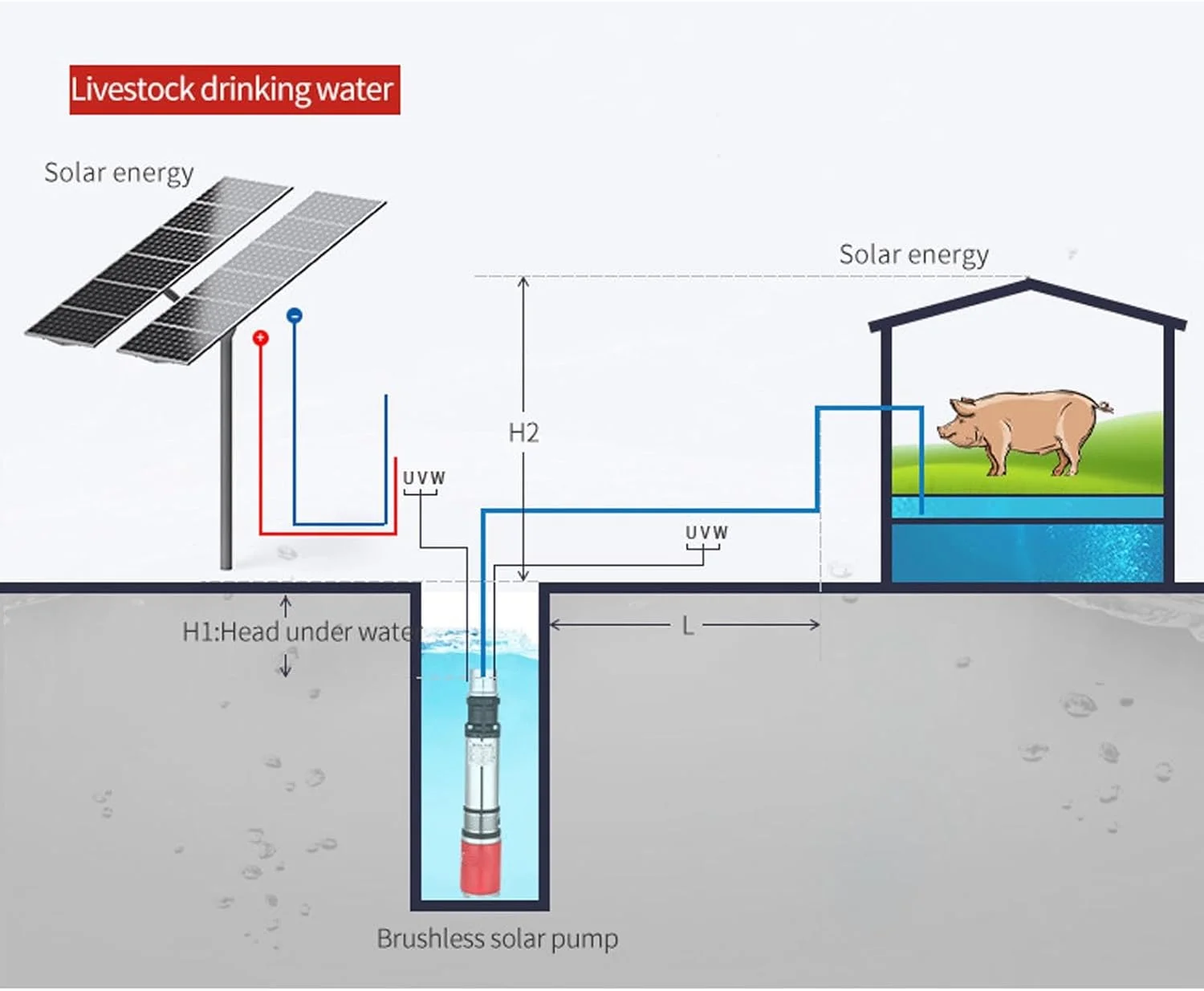 پمپ شناور چاه عمیق 220 وات Eujgoov، پمپ پیچی استیل، آب برای آبیاری، هد 30 متری، سیم برق 10 متری