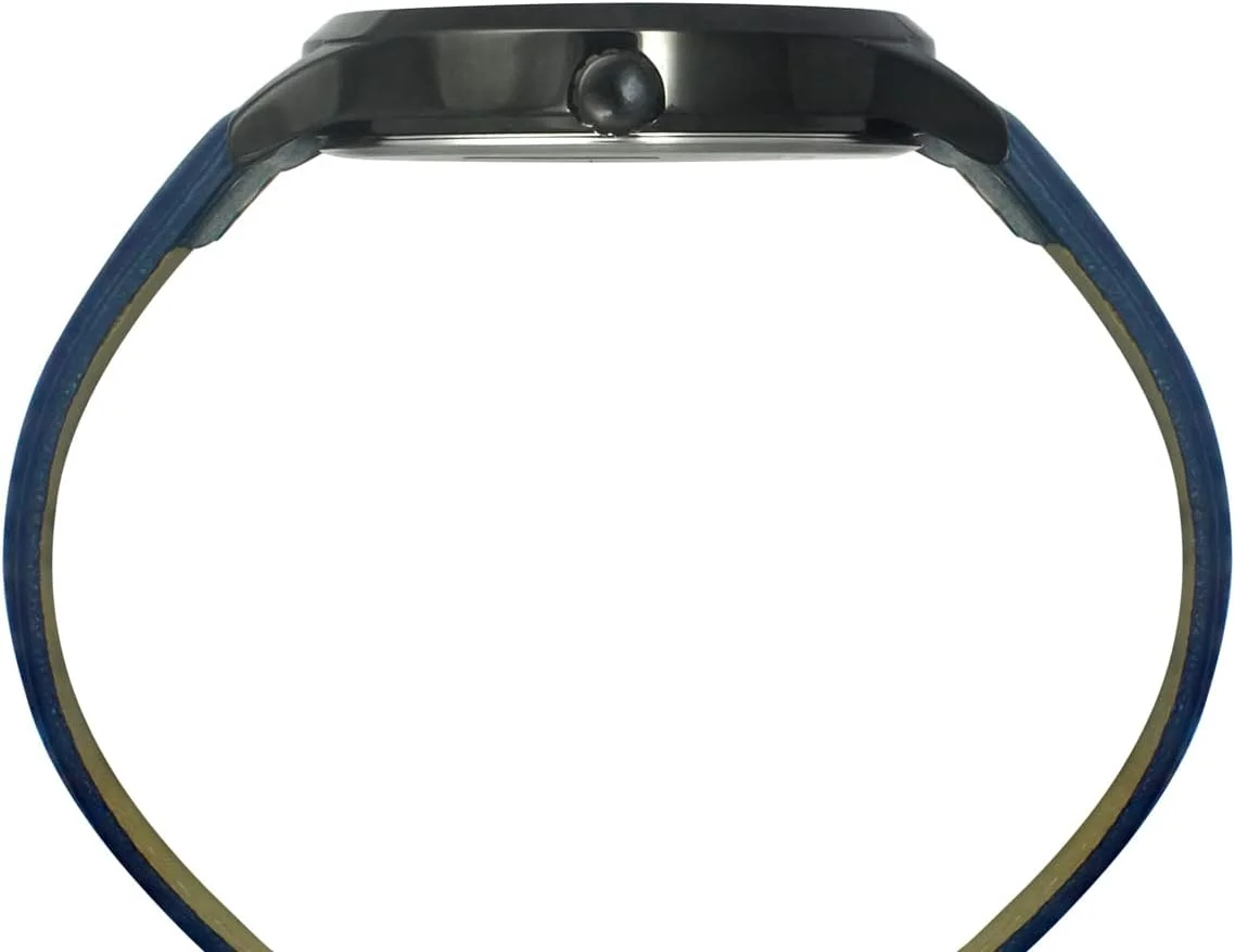 ساعت مچی آنالوگ مردانه TIMEX با صفحه گرد آبی و بند چرمی آبی ضد آب - TWHG03SMU14