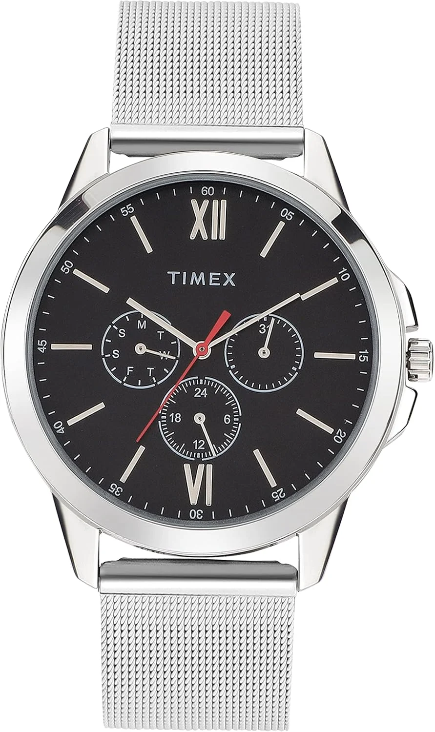 ساعت مچی آنالوگ مردانه TIMEX با صفحه گرد و ضد آب، مشکی-1، کلاسیک