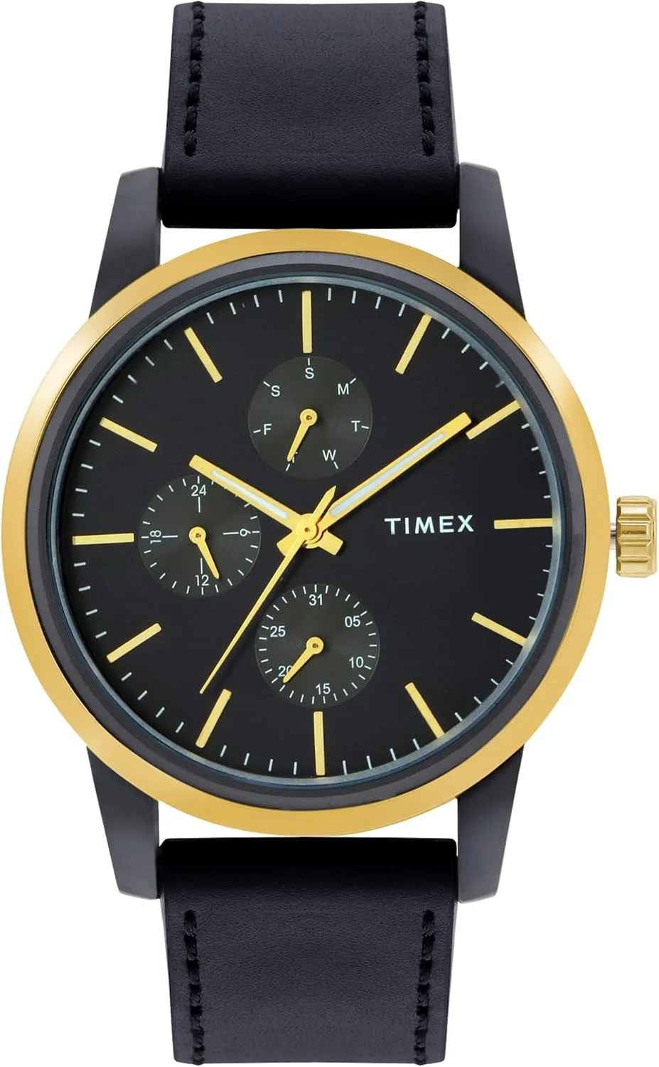 ساعت مچی آنالوگ مردانه TIMEX با صفحه گرد و ضد آب، مشکی، ساعت آنالوگ