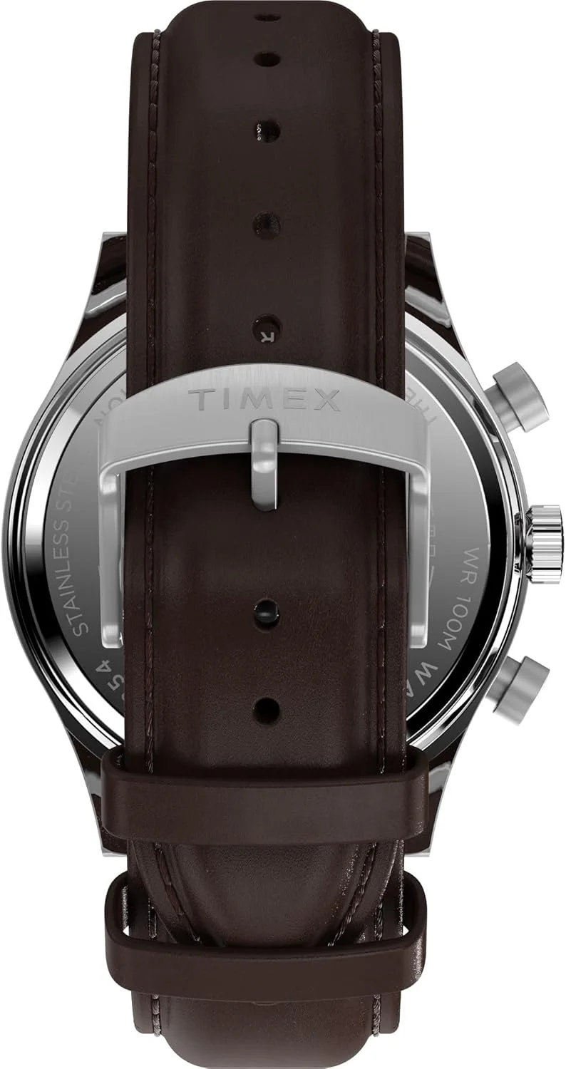 ساعت مچی آنالوگ مردانه TIMEX Waterbury Traditional با صفحه گرد آبی و بند پلاستیکی قهوه ای مقاوم در برابر آب - TW2W47900UJ