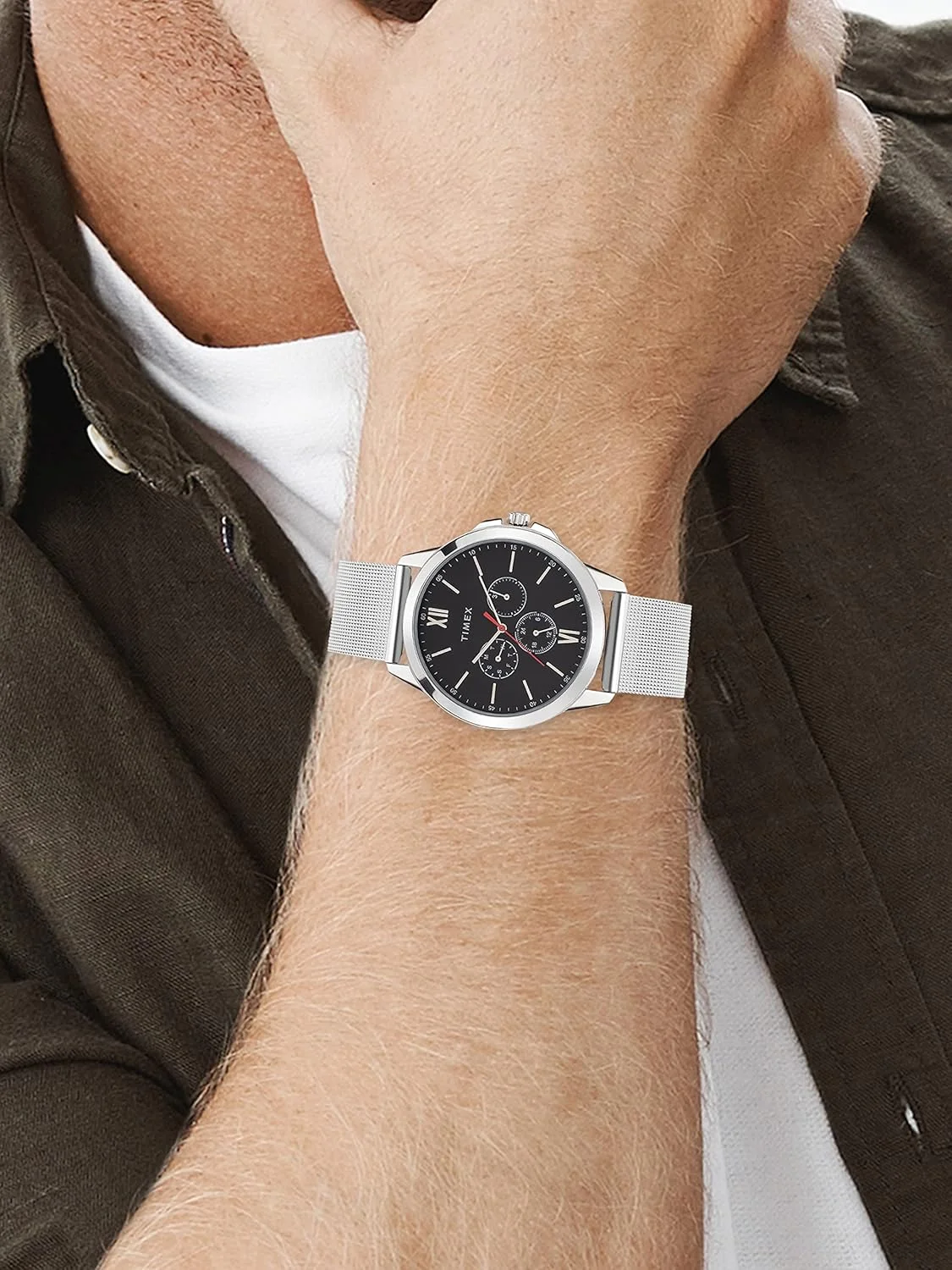 ساعت مچی آنالوگ مردانه TIMEX با صفحه گرد و ضد آب، مشکی-1، کلاسیک