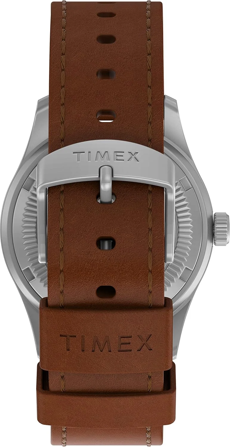 ساعت مچی مردانه آنالوگ TIMEX Expedition Field Post Mechanical Handwind با صفحه گرد آبی و بند چرمی قهوه ای مقاوم در برابر آب - TW2V00700X6