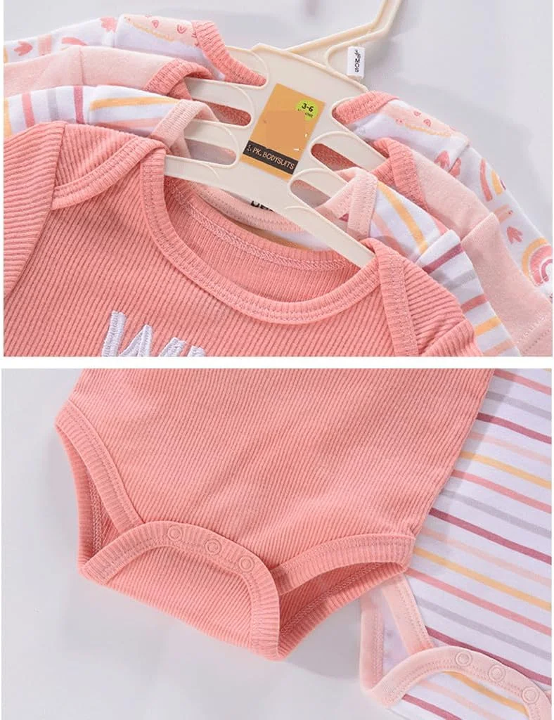 ست 4 عددی بادی نوزادی آستین کوتاه BRONG، لباس خواب تابستانی، لباس یکسره نوزاد 100% پنبه، رامپر نوزادی 0-12 ماه