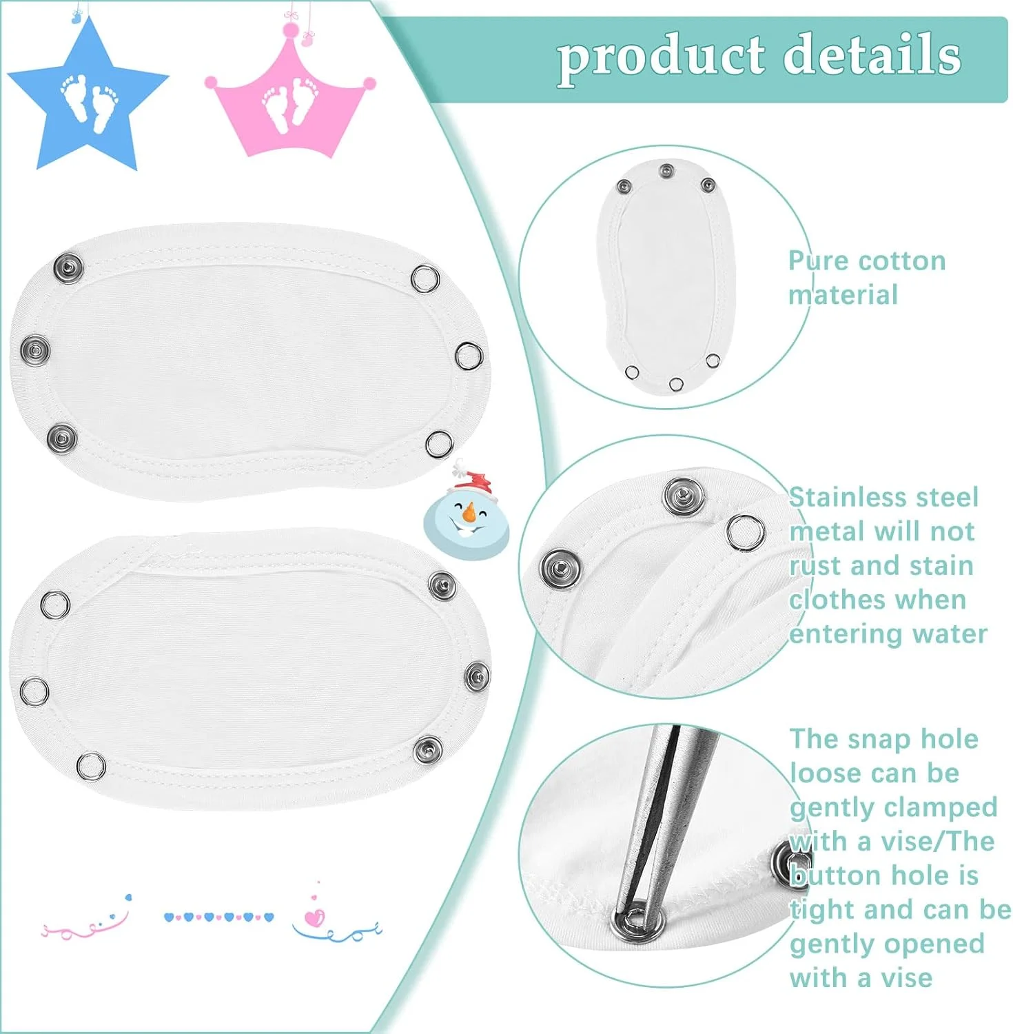 بنکایلور 10 عدد افزایش دهنده بادی نوزادی برای نوزادان پسر و دختر (سفید)، سفید، 13 × 9 سانتی متر / 5 × 3.5 اینچ