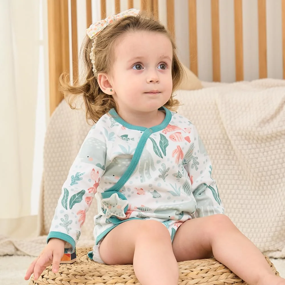 بادی آستین بلند کیمونویی نوزادی بینیداکلینگ با بستن چسبی طرح حیوانات بامزه بادی آستین بلند کیمونویی نوزادی بینیداکلینگ با بستن چسبی طرح حیوانات بامزه