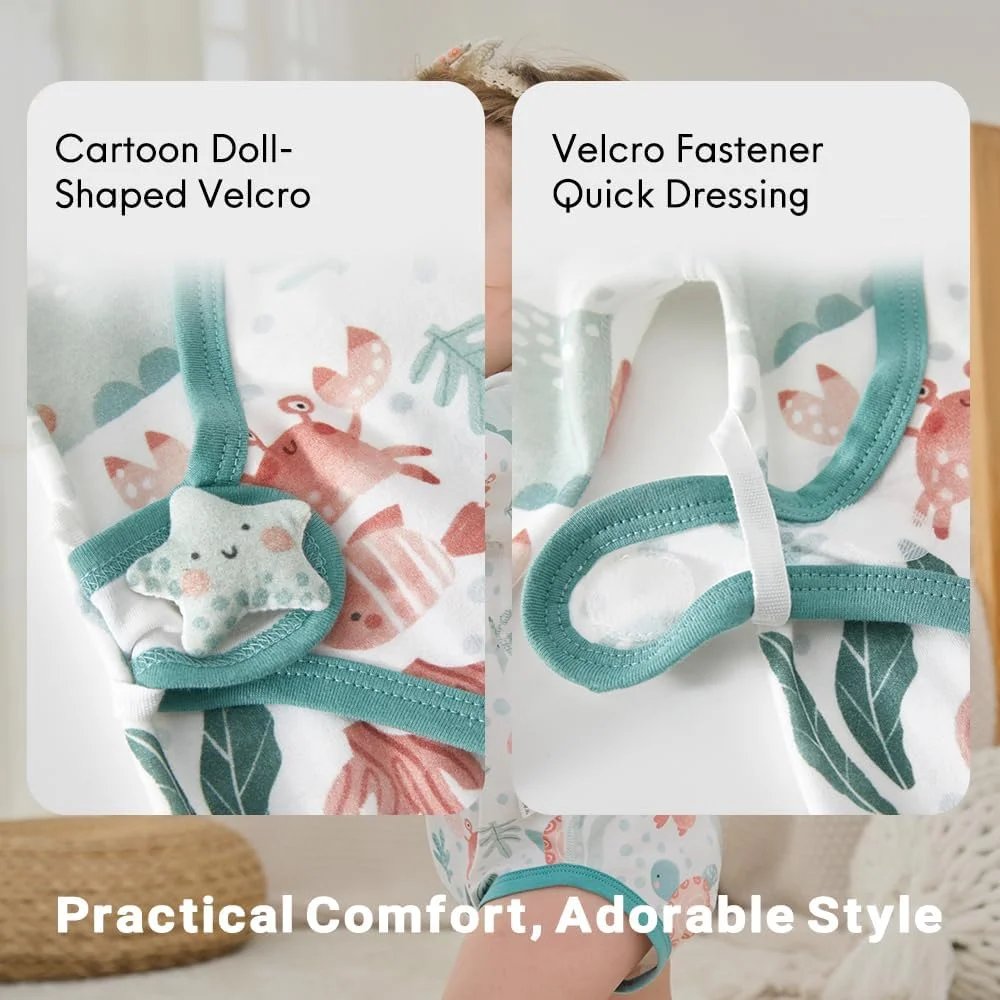 بادی آستین بلند کیمونویی نوزادی بینیداکلینگ با بستن چسبی طرح حیوانات بامزه بادی آستین بلند کیمونویی نوزادی بینیداکلینگ با بستن چسبی طرح حیوانات بامزه