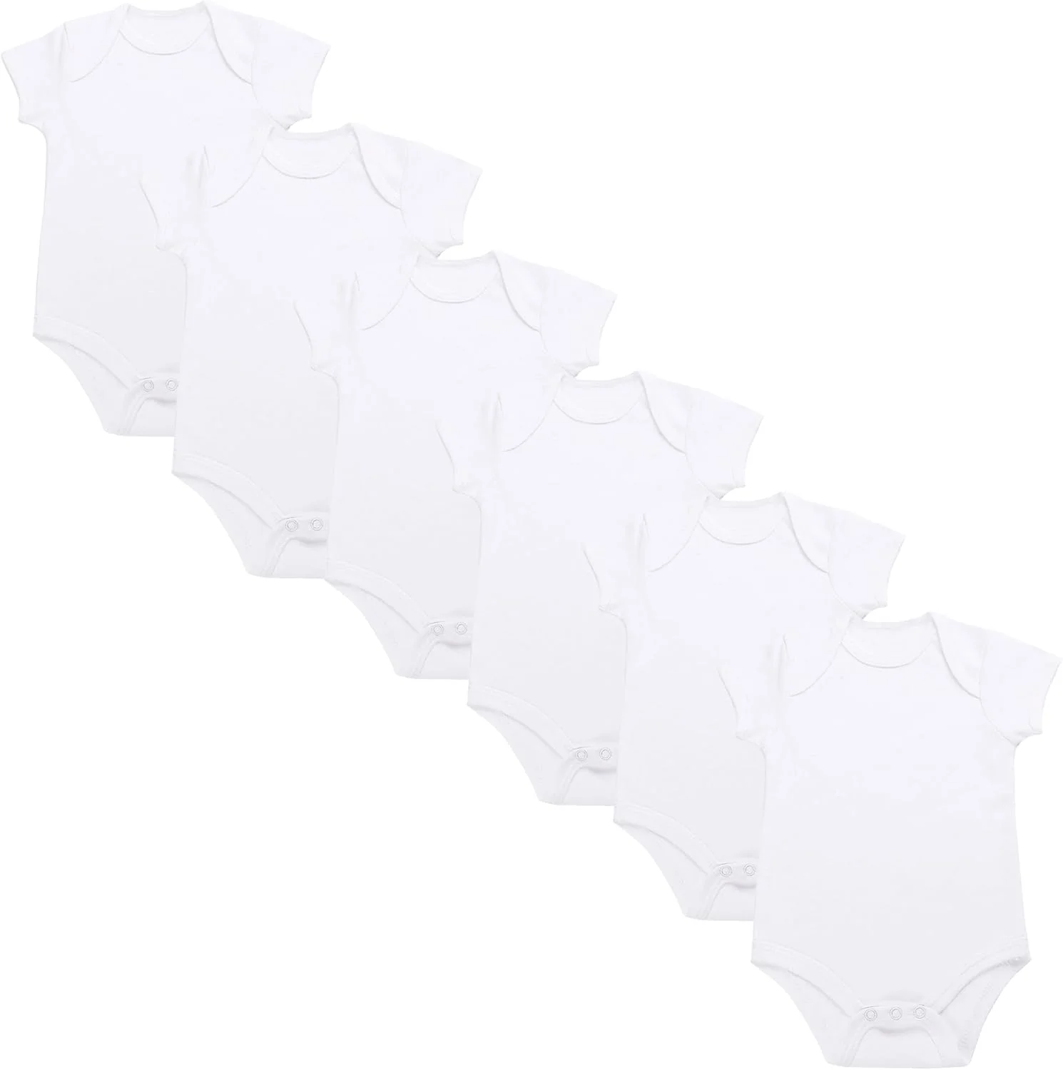 بادی نخی نوزادی 6 عددی آستین کوتاه سفید پسرانه دخترانه