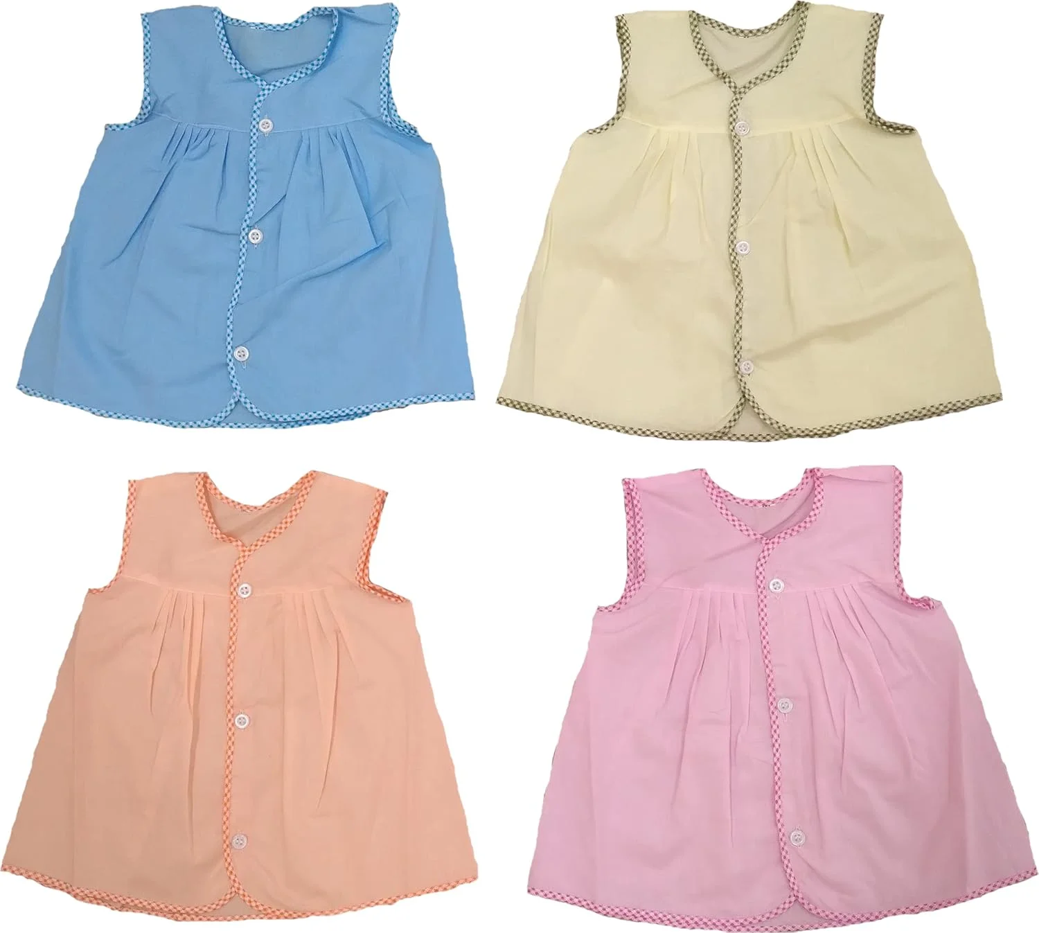 پیراهن نخی نرم و لطیف BabySphere برای نوزاد دختر (بسته 4 عددی) (12-18 ماهگی، ساده)