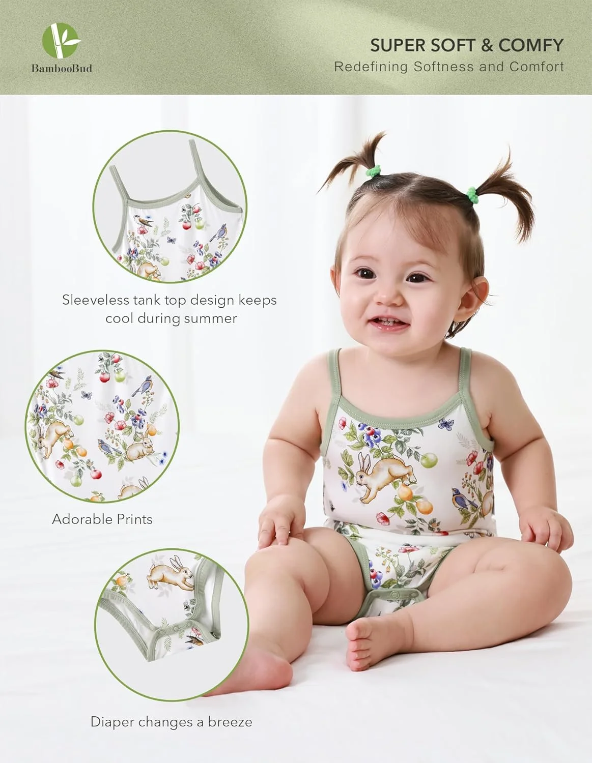 بادی رکابی دخترانه بامبو باد، بسته 3 عددی، بادی نخی ویسکوز بامبو، لباس زیر دکمه دار تابستانی بدون آستین