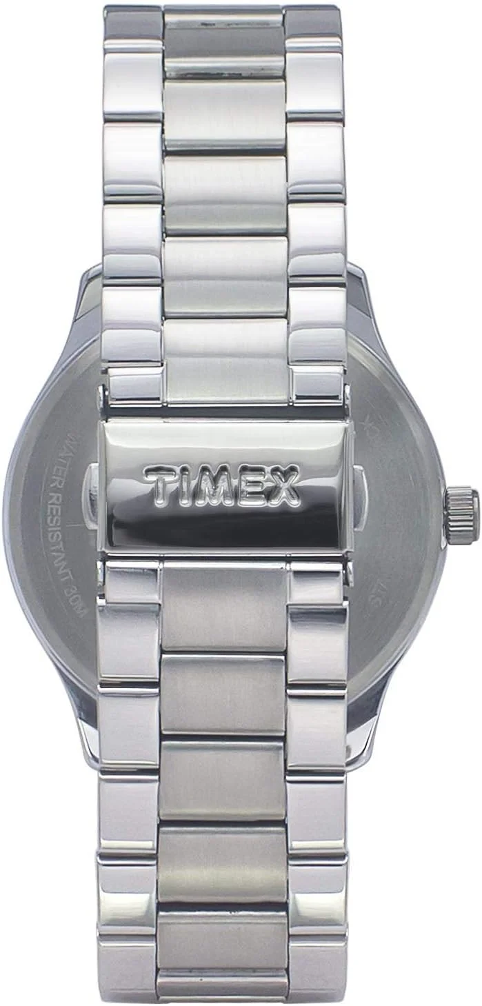 ساعت مچی آنالوگ مردانه TIMEX با صفحه گرد و ضد آب، نقره ای، کلاسیک ساعت مچی آنالوگ مردانه TIMEX با صفحه گرد و ضد آب، نقره ای، کلاسیک