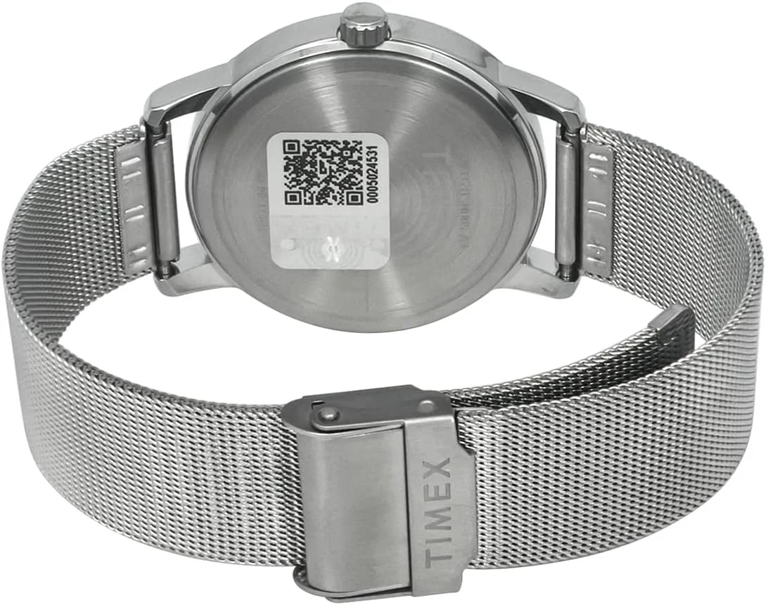 ساعت مچی آنالوگ مردانه TIMEX با صفحه گرد آبی و بند استیل ضد زنگ نقره ای مقاوم در برابر آب - TWTG31SMU05