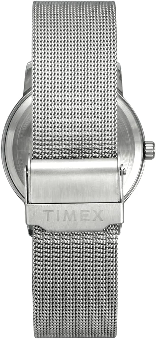 ساعت مچی آنالوگ مردانه TIMEX با صفحه گرد آبی و بند استیل ضد زنگ نقره ای مقاوم در برابر آب - TWTG31SMU05