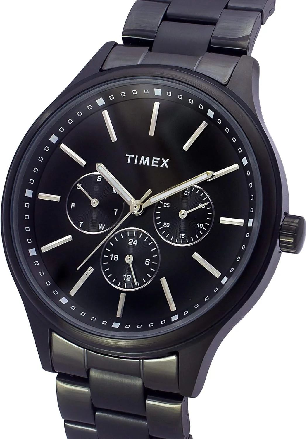 ساعت مچی آنالوگ مردانه TIMEX با صفحه گرد و ضد آب، مشکی-1، کلاسیک