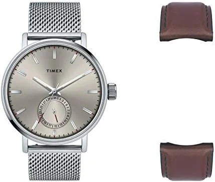 ساعت مچی آنالوگ مردانه TIMEX با صفحه گرد و ضد آب، خاکستری، ساعت آنالوگ