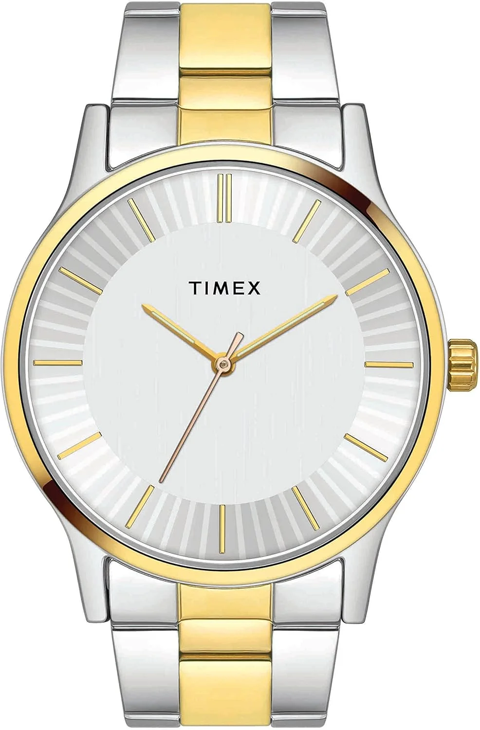 ساعت مچی آنالوگ مردانه TIMEX با صفحه گرد نقره ای و بند دستبند استیل دو رنگ مقاوم در برابر آب - TW0TG8302