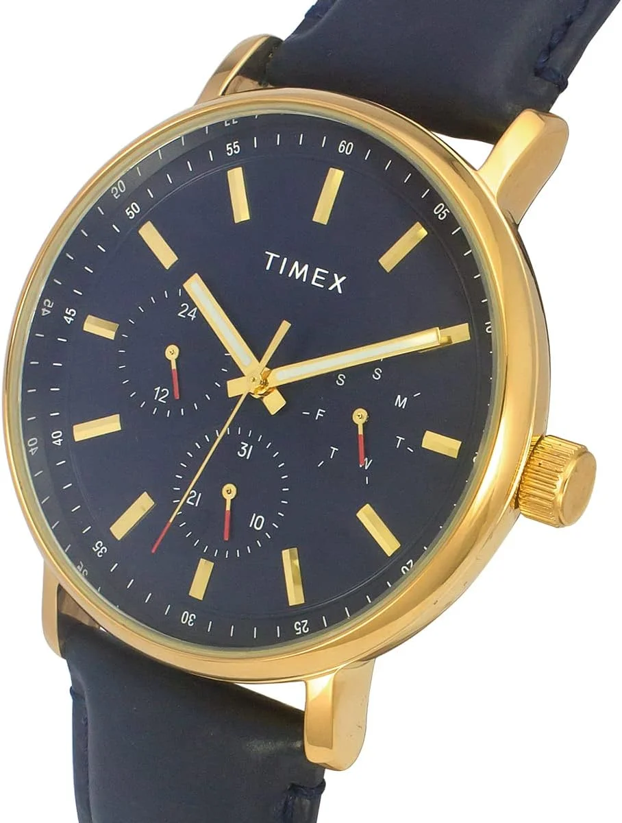 ساعت مچی آنالوگ مردانه TIMEX با صفحه گرد آبی و بند چرمی آبی مقاوم در برابر آب - TWEG20016 ساعت مچی آنالوگ مردانه TIMEX با صفحه گرد آبی و بند چرمی آبی مقاوم در برابر آب - TWEG20016