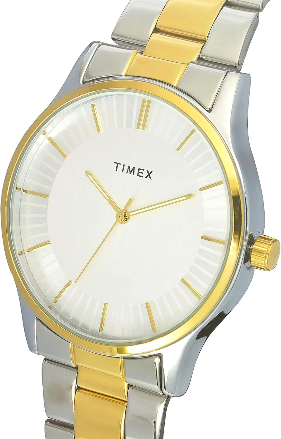 ساعت مچی آنالوگ مردانه TIMEX با صفحه گرد نقره ای و بند دستبند استیل دو رنگ مقاوم در برابر آب - TW0TG8302 ساعت مچی آنالوگ مردانه TIMEX با صفحه گرد نقره ای و بند دستبند استیل دو رنگ مقاوم در برابر آب - TW0TG8302