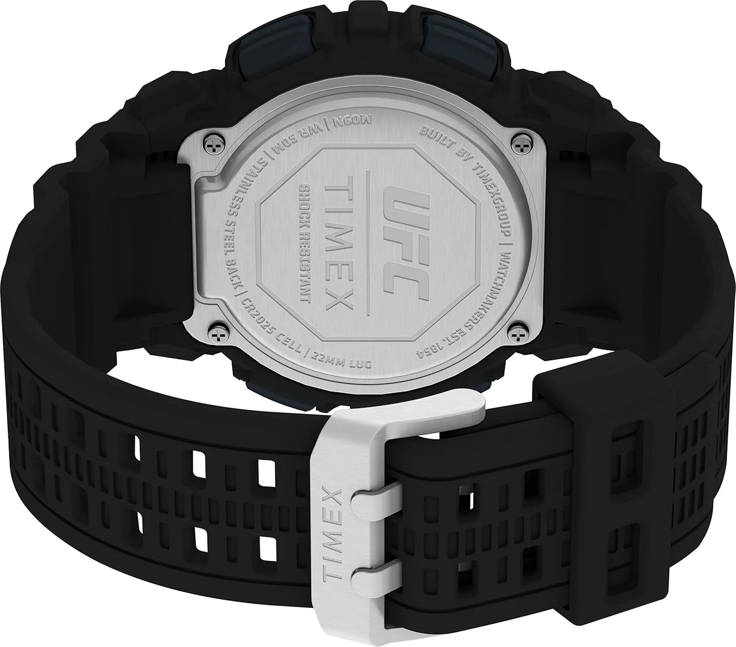 ساعت مچی دیجیتال مردانه تایمکس UFC مدل Striker با صفحه گرد مشکی و بند رزین مشکی مقاوم در برابر آب - TW5M534000D