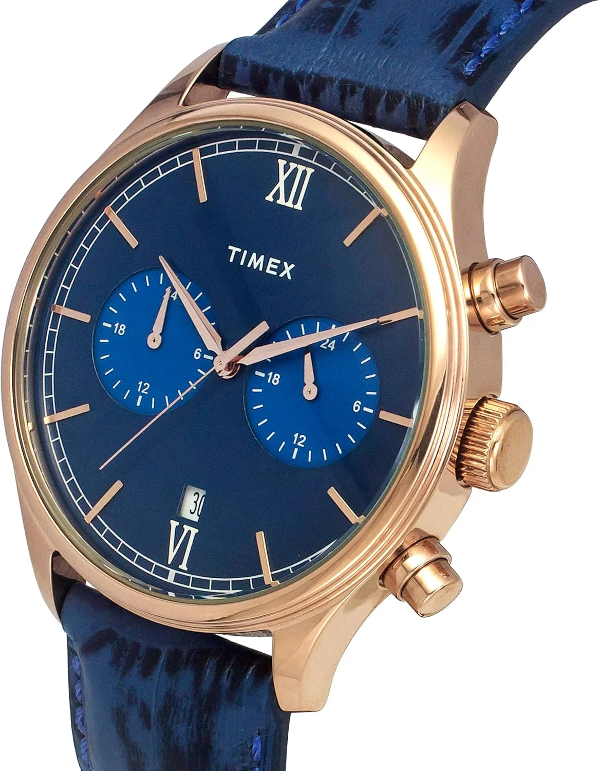ساعت مچی آنالوگ مردانه TIMEX با صفحه گرد آبی و بند چرمی آبی مقاوم در برابر آب - TWEG19807 ساعت مچی آنالوگ مردانه TIMEX با صفحه گرد آبی و بند چرمی آبی مقاوم در برابر آب - TWEG19807