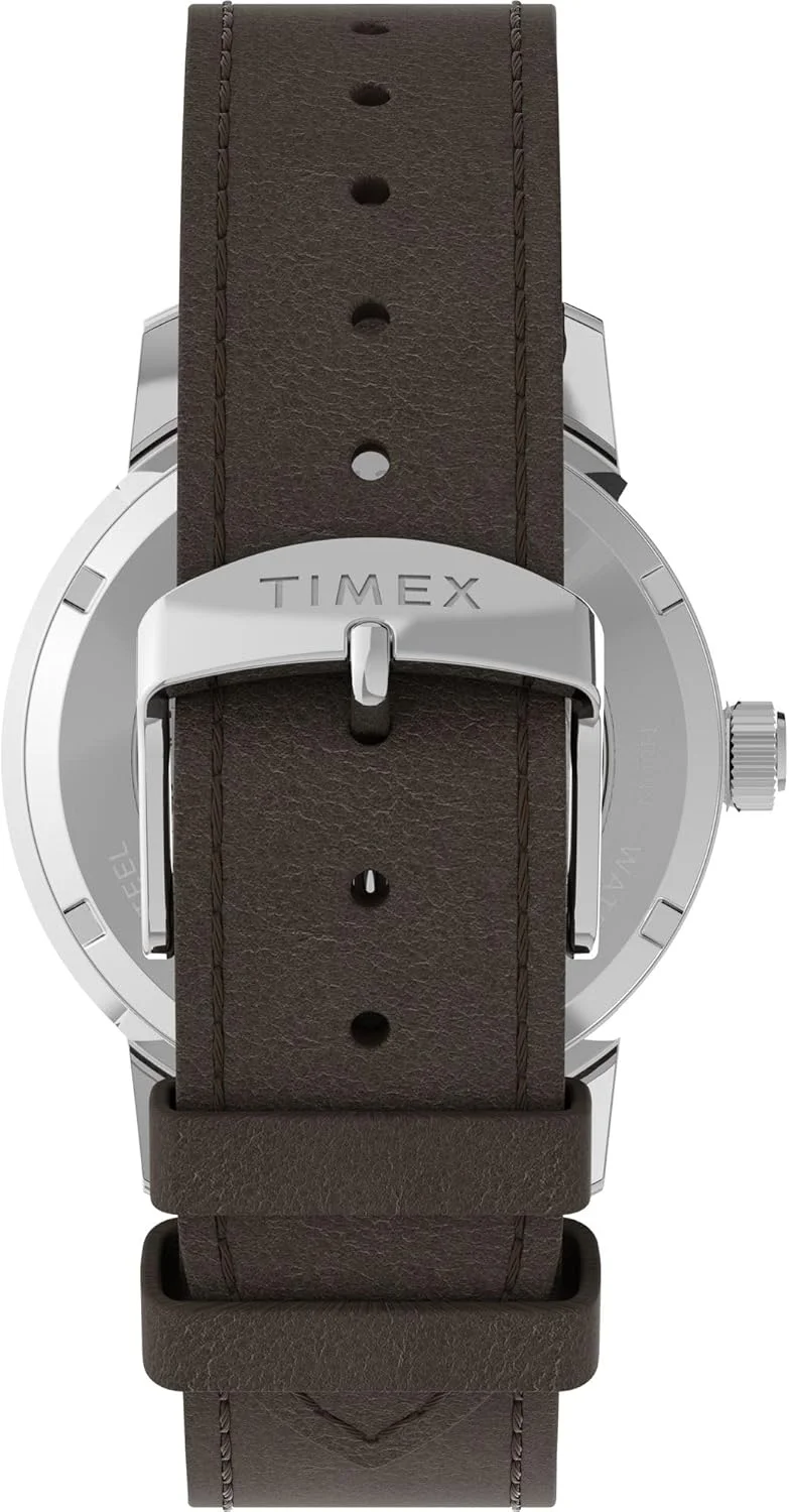 ساعت مچی مردانه اتوماتیک مکانیکی TIMEX Marlin با صفحه گرد آبی و بند چرمی قهوه ای مقاوم در برابر آب - TW2V44500U9 ساعت مچی مردانه اتوماتیک مکانیکی TIMEX Marlin با صفحه گرد آبی و بند چرمی قهوه ای مقاوم در برابر آب - TW2V44500U9