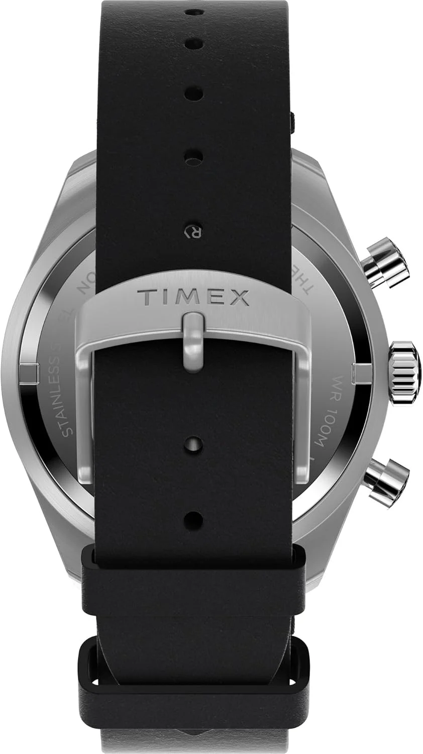 ساعت مچی آنالوگ مردانه TIMEX Waterbury Traditional با صفحه گرد آبی و بند چرمی مشکی مقاوم در برابر آب - TW2V42500UJ