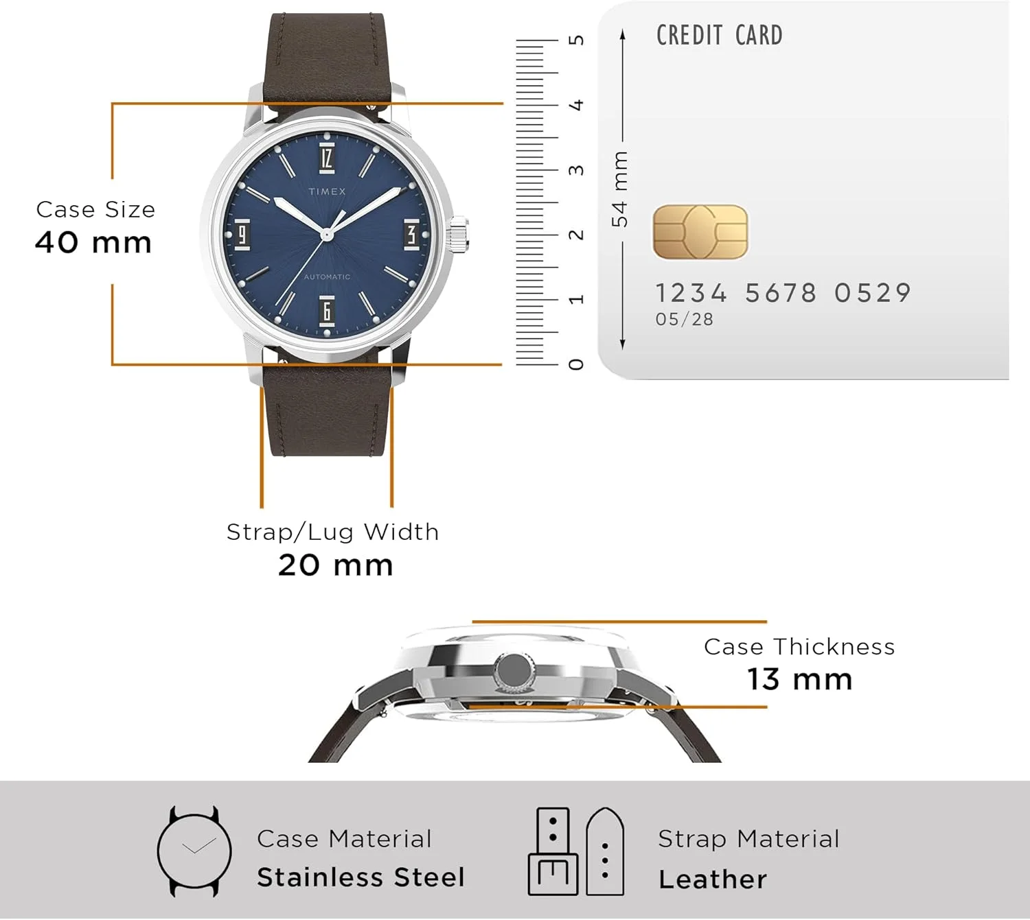 ساعت مچی مردانه اتوماتیک مکانیکی TIMEX Marlin با صفحه گرد آبی و بند چرمی قهوه ای مقاوم در برابر آب - TW2V44500U9 ساعت مچی مردانه اتوماتیک مکانیکی TIMEX Marlin با صفحه گرد آبی و بند چرمی قهوه ای مقاوم در برابر آب - TW2V44500U9