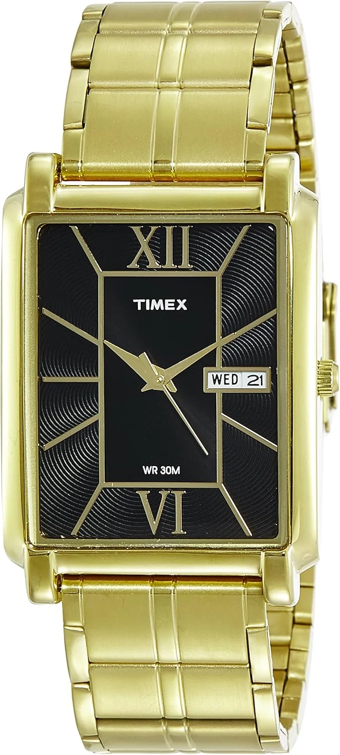 ساعت مچی آنالوگ مردانه TIMEX Classics با صفحه مستطیلی و ضد آب، مشکی، ساعت آنالوگ
